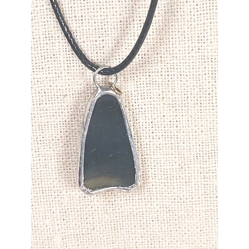 Vintage Glass Green Sea Glass  Sterling Silver  Dangle Pendant Handmade